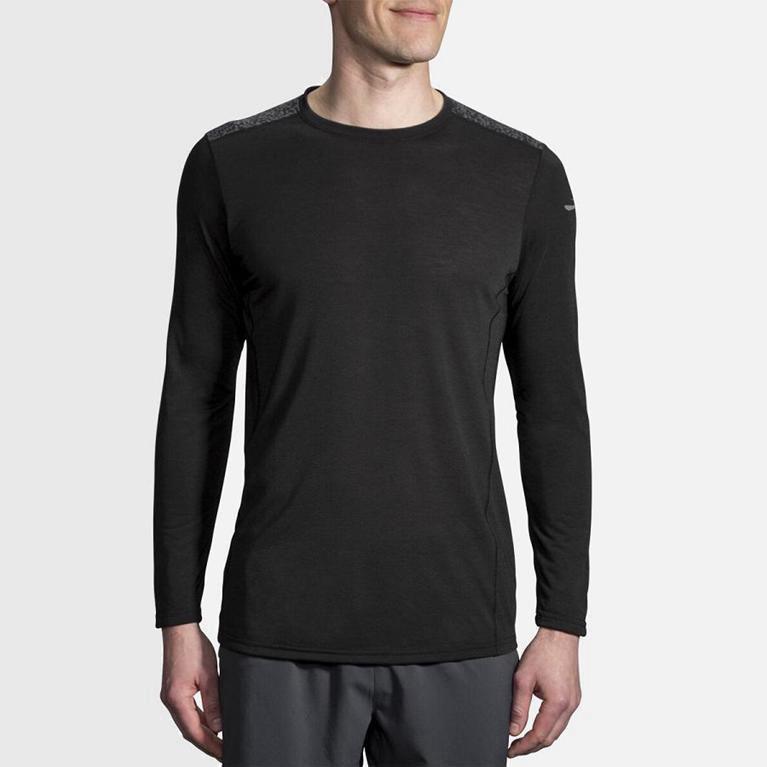 Brooks Distance NZ - Men's Long Sleeve Running Shirt - Grey (04731-CJYW)